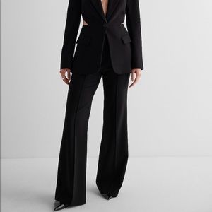 Express black super high waisted flare pin tuck trouser pant